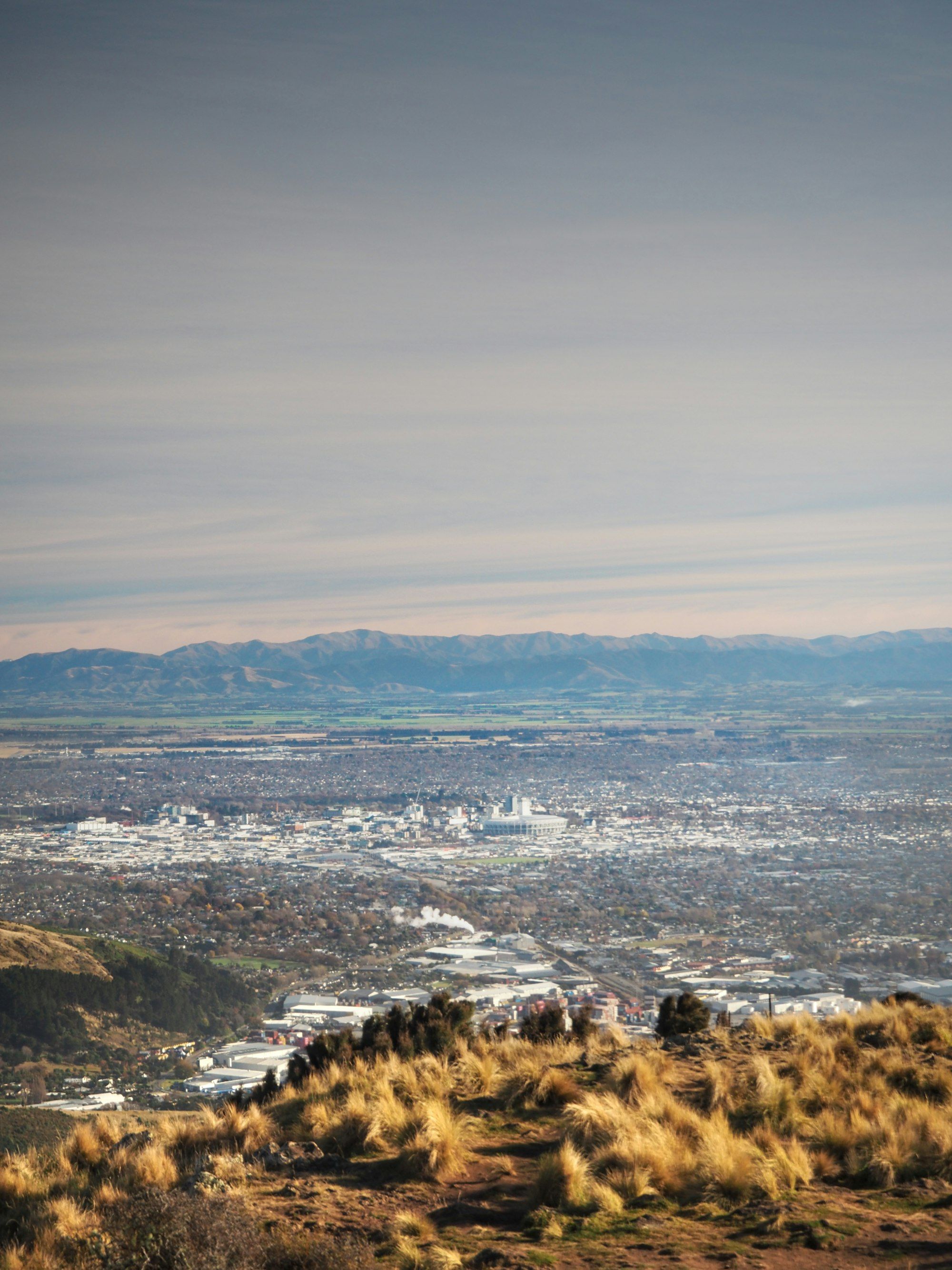 Looking over central Christchurch and the plains from Mount Cavendish in the Port Hills